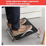 Poggiapiedi regolabile da posizionare sotto la scrivania per un'ergonomia ottimale in ufficio, con design anti-incrociamento delle gambe., Metal Tube Black, Metal Tube Gray