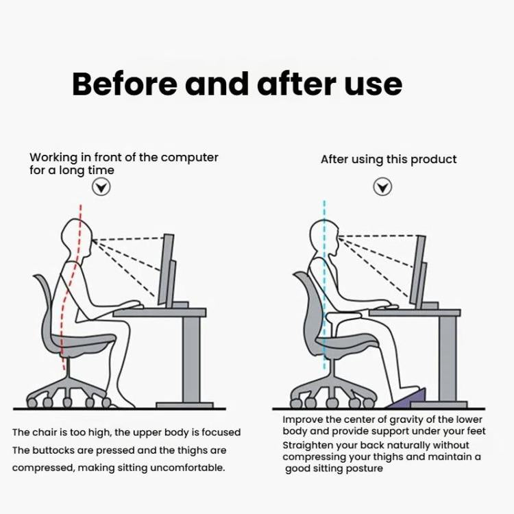 Poggiapiedi regolabile da posizionare sotto la scrivania per un'ergonomia ottimale in ufficio, con design anti-incrociamento delle gambe., Metal Tube Black, Metal Tube Gray