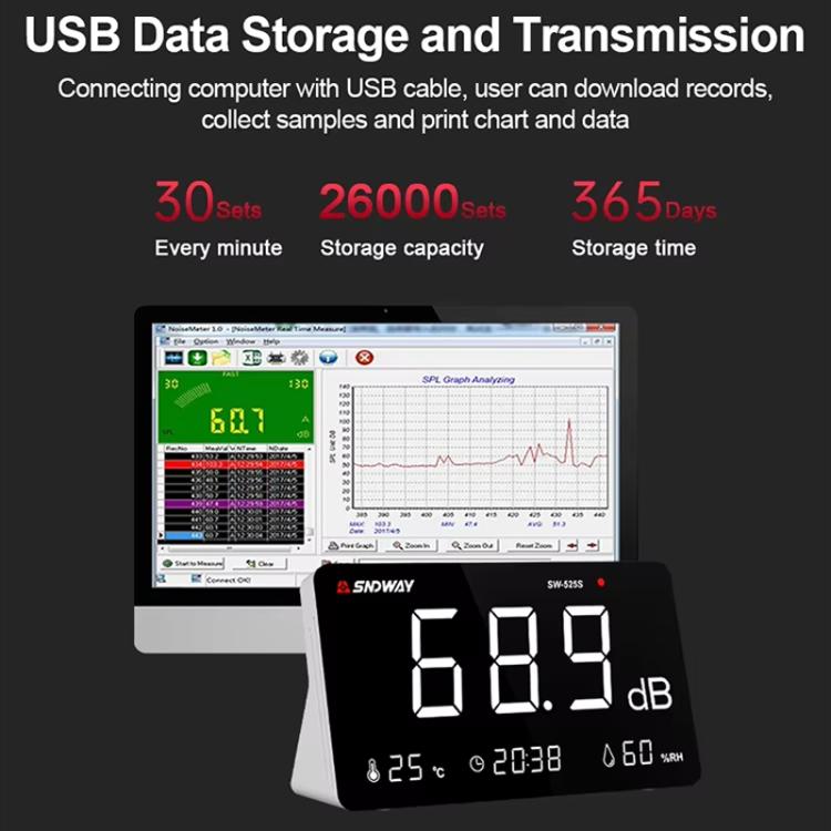 Misuratore decibel temperatura e umidità SW-525S