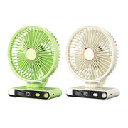 Ventilatore da tavolo F6 con display digitale intelligente a LED, 5 velocità e luce notturna., Shaking Head White