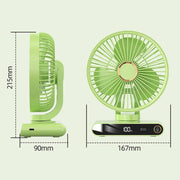 Ventilatore da tavolo F6 con display digitale intelligente a LED, 5 velocità e luce notturna., Shaking Head White