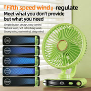 Ventilatore da tavolo F6 con display digitale intelligente a LED, 5 velocità e luce notturna., Shaking Head White