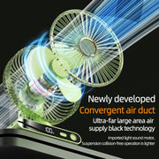 Ventilatore da tavolo F6 con display digitale intelligente a LED, 5 velocità e luce notturna., Shaking Head White