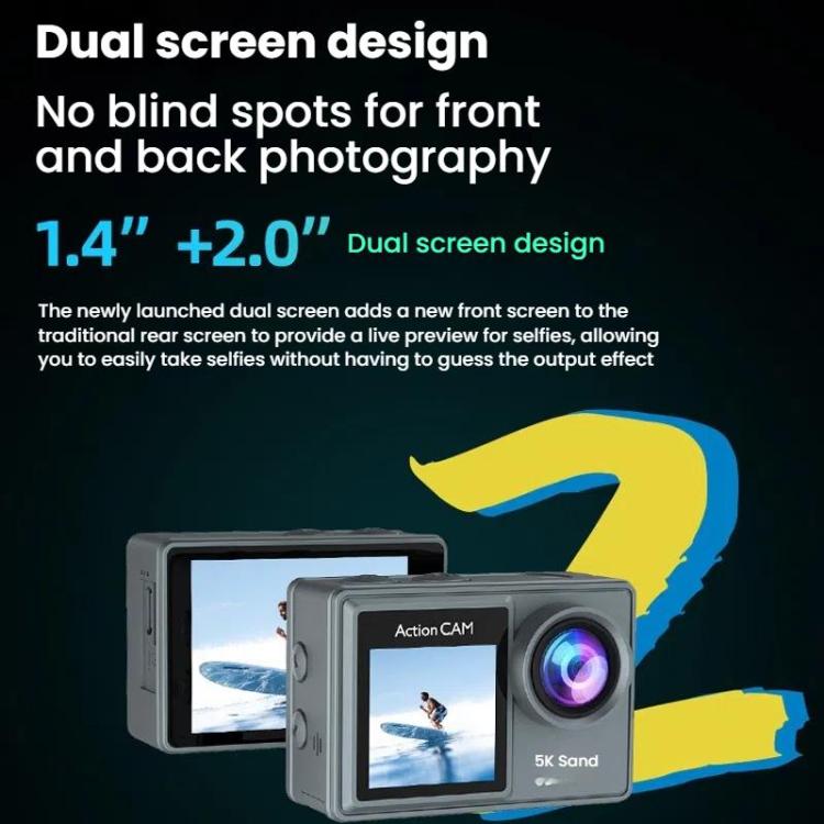 Videocamera d'azione 5K con stabilizzazione e telecomando