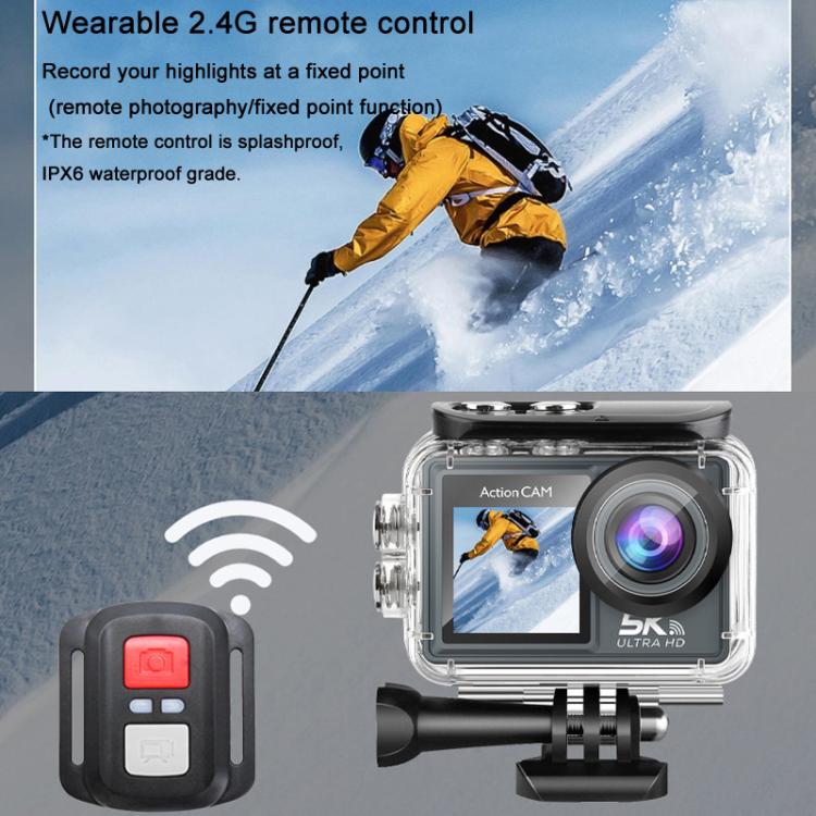 Videocamera d'azione 5K con stabilizzazione e telecomando