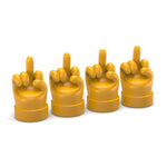 Set di 4 tappi decorativi in gomma per valvole di pneumatici auto con gestuali, Yellow Middle Finger, Black Middle Finger, Yellow OK, Black OK, Yellow Rock, Black Rock, Yellow Yeah, Black Yeah, Yellow Six, Black Six