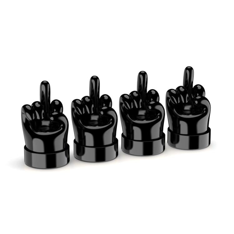 Set di 4 tappi decorativi in gomma per valvole di pneumatici auto con gestuali, Yellow Middle Finger, Black Middle Finger, Yellow OK, Black OK, Yellow Rock, Black Rock, Yellow Yeah, Black Yeah, Yellow Six, Black Six