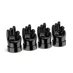 Set di 4 tappi decorativi in gomma per valvole di pneumatici auto con gestuali, Yellow Middle Finger, Black Middle Finger, Yellow OK, Black OK, Yellow Rock, Black Rock, Yellow Yeah, Black Yeah, Yellow Six, Black Six