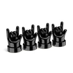Set di 4 tappi decorativi in gomma per valvole di pneumatici auto con gestuali, Yellow Middle Finger, Black Middle Finger, Yellow OK, Black OK, Yellow Rock, Black Rock, Yellow Yeah, Black Yeah, Yellow Six, Black Six
