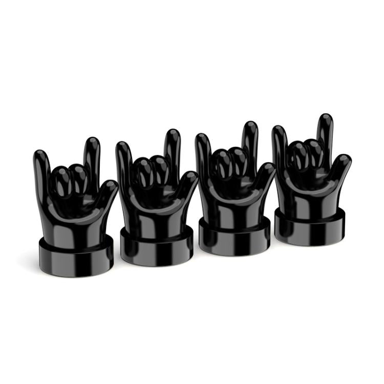 Set di 4 tappi decorativi in gomma per valvole di pneumatici auto con gestuali, Yellow Middle Finger, Black Middle Finger, Yellow OK, Black OK, Yellow Rock, Black Rock, Yellow Yeah, Black Yeah, Yellow Six, Black Six