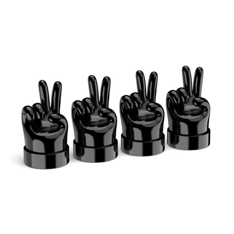 Set di 4 tappi decorativi in gomma per valvole di pneumatici auto con gestuali, Yellow Middle Finger, Black Middle Finger, Yellow OK, Black OK, Yellow Rock, Black Rock, Yellow Yeah, Black Yeah, Yellow Six, Black Six
