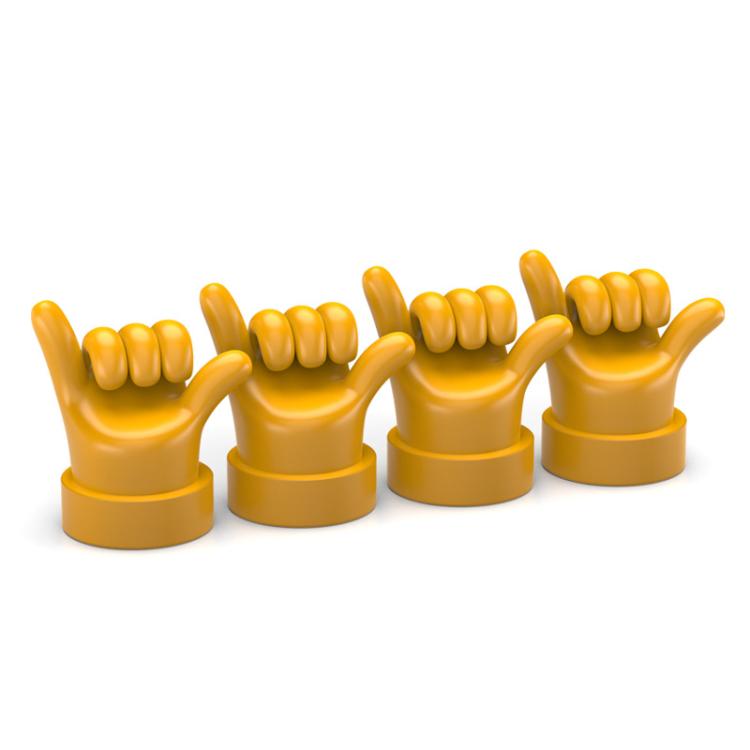 Set di 4 tappi decorativi in gomma per valvole di pneumatici auto con gestuali, Yellow Middle Finger, Black Middle Finger, Yellow OK, Black OK, Yellow Rock, Black Rock, Yellow Yeah, Black Yeah, Yellow Six, Black Six