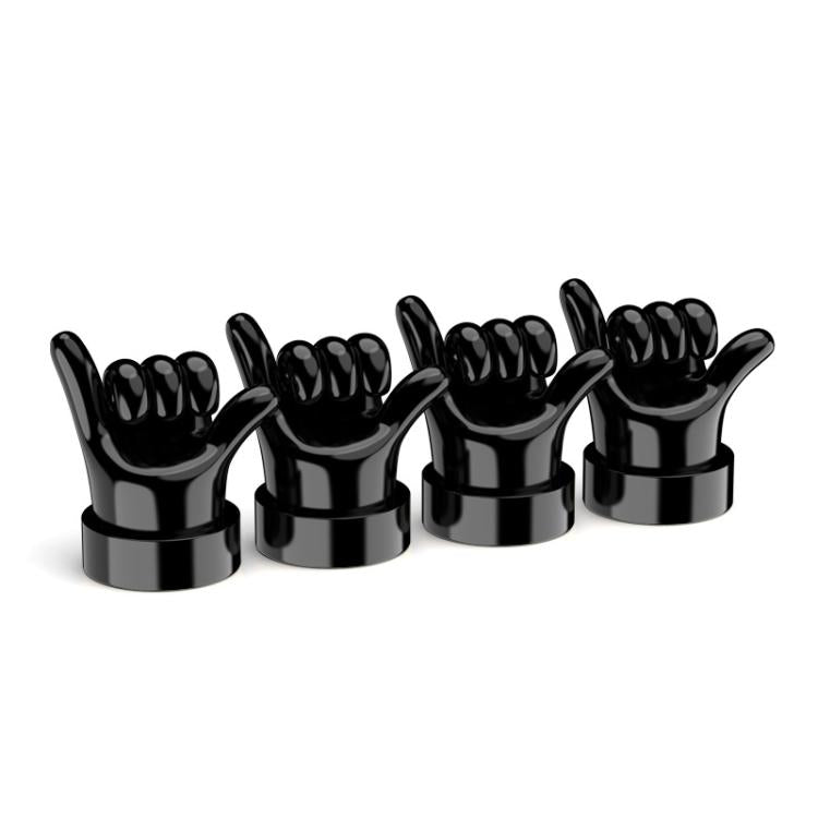 Set di 4 tappi decorativi in gomma per valvole di pneumatici auto con gestuali, Yellow Middle Finger, Black Middle Finger, Yellow OK, Black OK, Yellow Rock, Black Rock, Yellow Yeah, Black Yeah, Yellow Six, Black Six