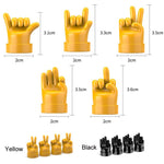 Set di 4 tappi decorativi in gomma per valvole di pneumatici auto con gestuali, Yellow Middle Finger, Black Middle Finger, Yellow OK, Black OK, Yellow Rock, Black Rock, Yellow Yeah, Black Yeah, Yellow Six, Black Six