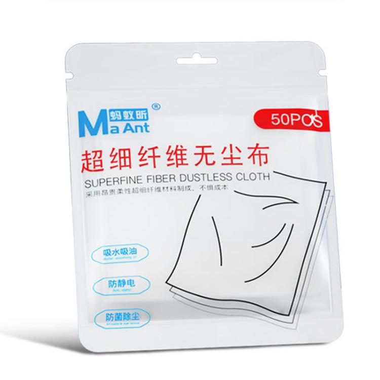 Panno antistatico e senza polvere per la riparazione di pellicole per cellulari, panni per la pulizia industriale, panni per la pulizia senza pelucchi, MaAnt 50pcs /Pack Superfine Fiber Dustless Cloth, MaAnt 100pcs /Pack Electrostatic Fiber Dustless Cloth