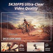 Videocamera d'azione 5K WiFi Sport DV per ciclismo con luce LED e stabilizzazione elettronica dell'immagine (EIS)