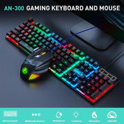 Floating Keycaps Rainbow Backlight Wired Keyboard Mouse Set, iMICE AN-300 Arabic, iMICE AN-300 English