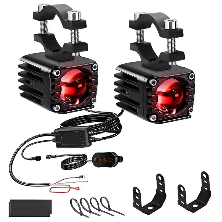 Faro moto impermeabile 40W con luce rossa Demon Eye