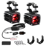 Faro moto impermeabile 40W con luce rossa Demon Eye