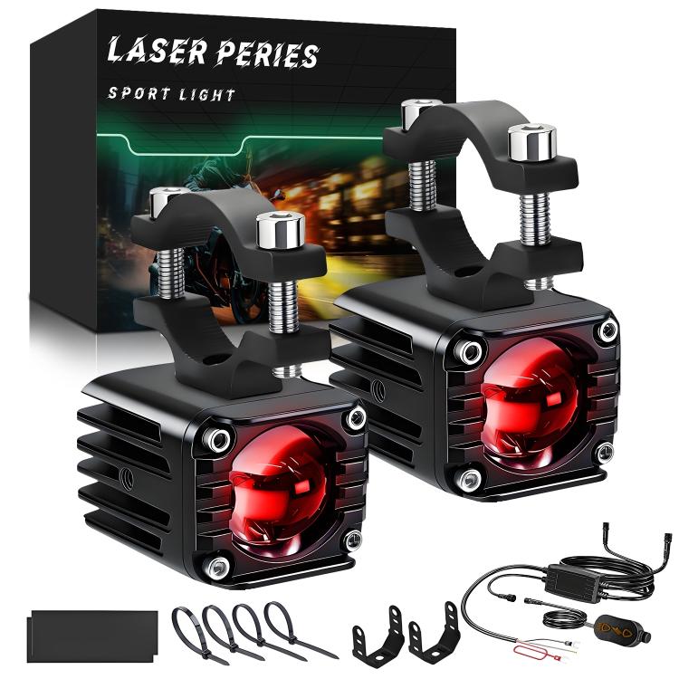 Faro moto impermeabile 40W con luce rossa Demon Eye