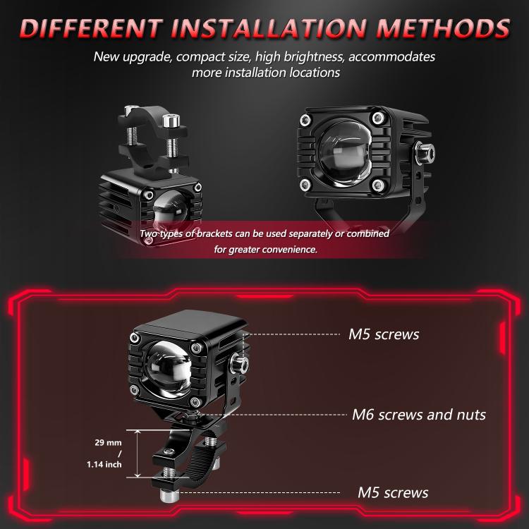 Faro moto impermeabile 40W con luce rossa Demon Eye