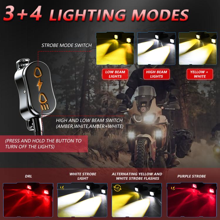 Faro moto impermeabile 40W con luce rossa Demon Eye