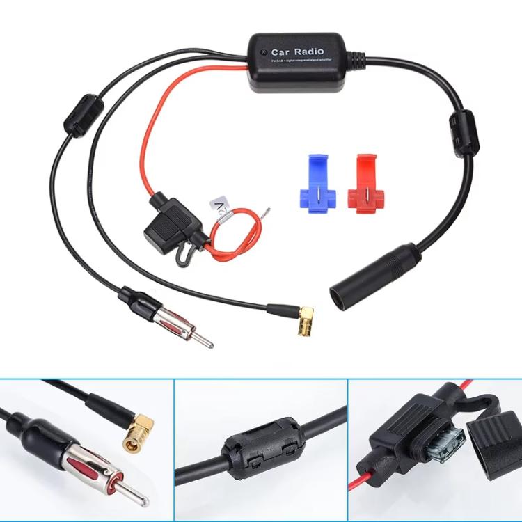 Autoradio 3 in 1 FM/AM/DAB con antenna e amplificatore di segnale.
