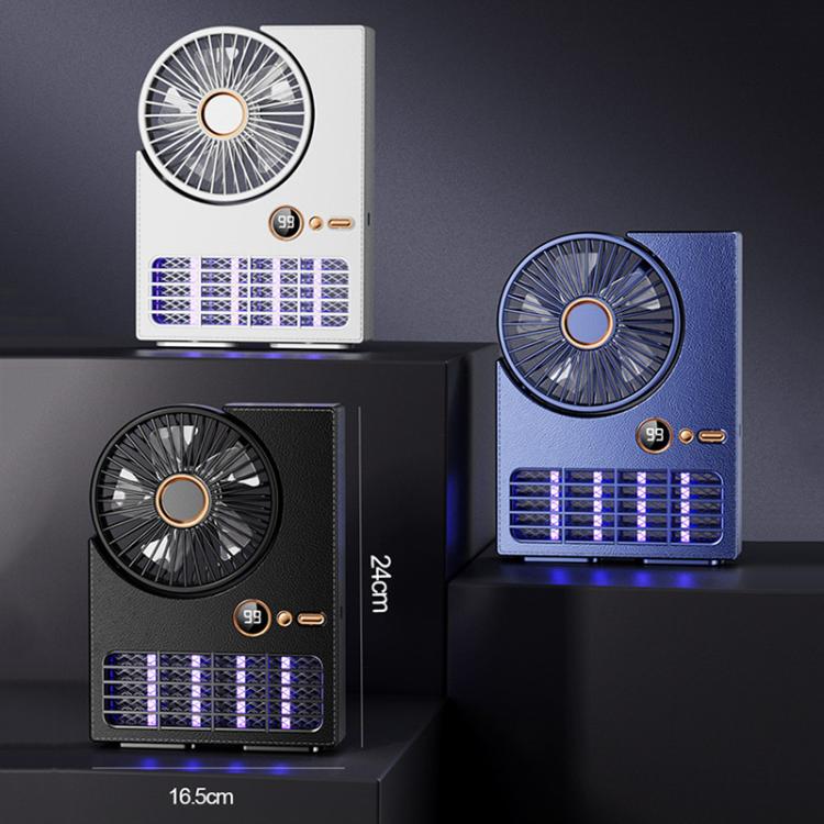 Ventilatore elettrico 2 in 1 per la casa, lampada antizanzare, ventilatore digitale a LED da tavolo., Plug-in Black, Plug-in White, 3000mAh Black, 3000mAh White