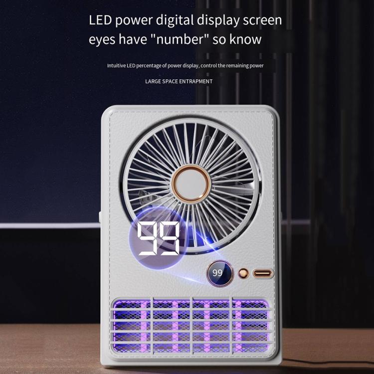 Ventilatore elettrico 2 in 1 per la casa, lampada antizanzare, ventilatore digitale a LED da tavolo., Plug-in Black, Plug-in White, 3000mAh Black, 3000mAh White