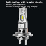 2 fari a LED integrati mini plug-in da 6000K per auto, H7
