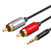 VEGGIEG 3.5mm 3.5 To 2RCA Audio Cable Cell Phone Computer Speaker Connection Cable, 1m, 1.5m, 2m, 3m, 5m, 8m, 10m, 15m, 20m