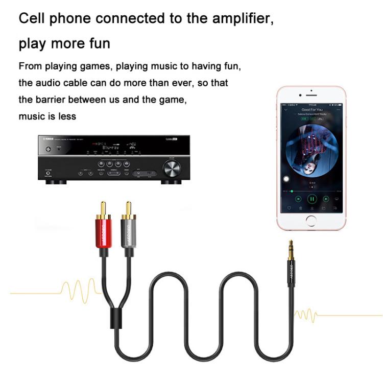 VEGGIEG 3.5mm 3.5 To 2RCA Audio Cable Cell Phone Computer Speaker Connection Cable, 1m, 1.5m, 2m, 3m, 5m, 8m, 10m, 15m, 20m