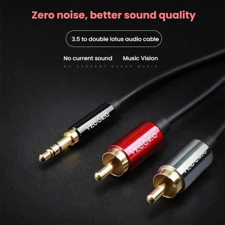 VEGGIEG 3.5mm 3.5 To 2RCA Audio Cable Cell Phone Computer Speaker Connection Cable, 1m, 1.5m, 2m, 3m, 5m, 8m, 10m, 15m, 20m