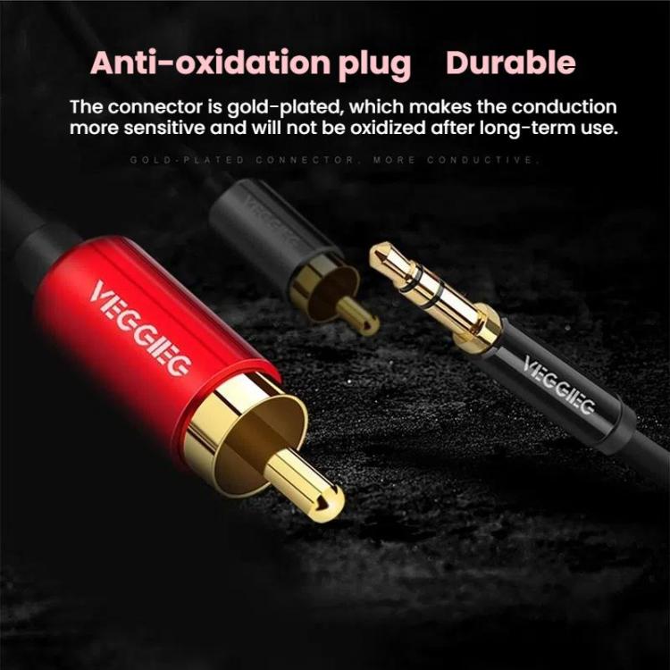 VEGGIEG 3.5mm 3.5 To 2RCA Audio Cable Cell Phone Computer Speaker Connection Cable, 1m, 1.5m, 2m, 3m, 5m, 8m, 10m, 15m, 20m