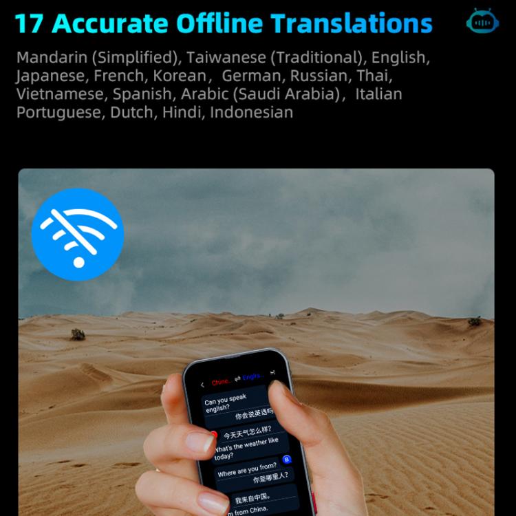 Dispositivo di traduzione automatica multilingue con intelligenza artificiale e schermo da 3,1 pollici, 139 lingue online/17 offline, traduzione in tempo reale di voce, foto e testo., Z15W