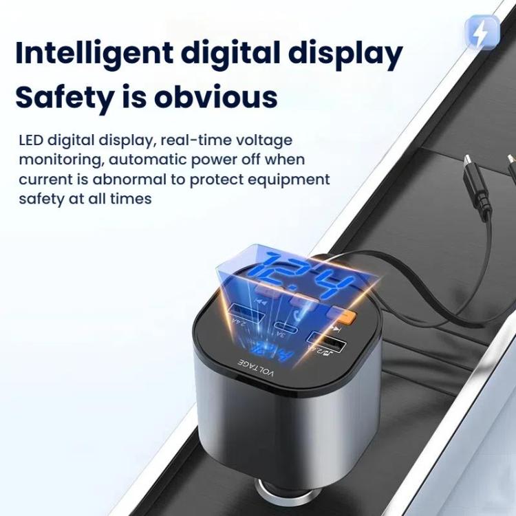 Adattatore USB multifunzione per accendisigari auto, compatibile con Bluetooth PD e ricarica rapida.