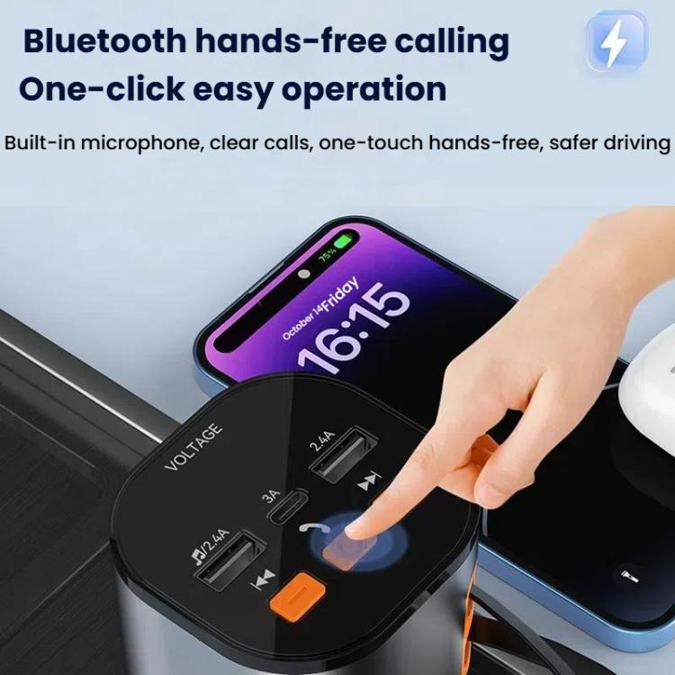 Adattatore USB multifunzione per accendisigari auto, compatibile con Bluetooth PD e ricarica rapida.