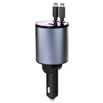 Caricabatterie per accendisigari da auto con cavo retrattile in metallo da 100 W, 8 Pin+TYPE-C, 8 Pin+8 Pin (2.4A), TYPE-C+TYPE-C (PD+QC)