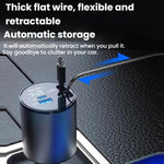 Caricabatterie per accendisigari da auto con cavo retrattile in metallo da 100 W, 8 Pin+TYPE-C, 8 Pin+8 Pin (2.4A), TYPE-C+TYPE-C (PD+QC)