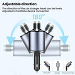 Caricabatterie per accendisigari da auto con cavo retrattile in metallo da 100 W, 8 Pin+TYPE-C, 8 Pin+8 Pin (2.4A), TYPE-C+TYPE-C (PD+QC)