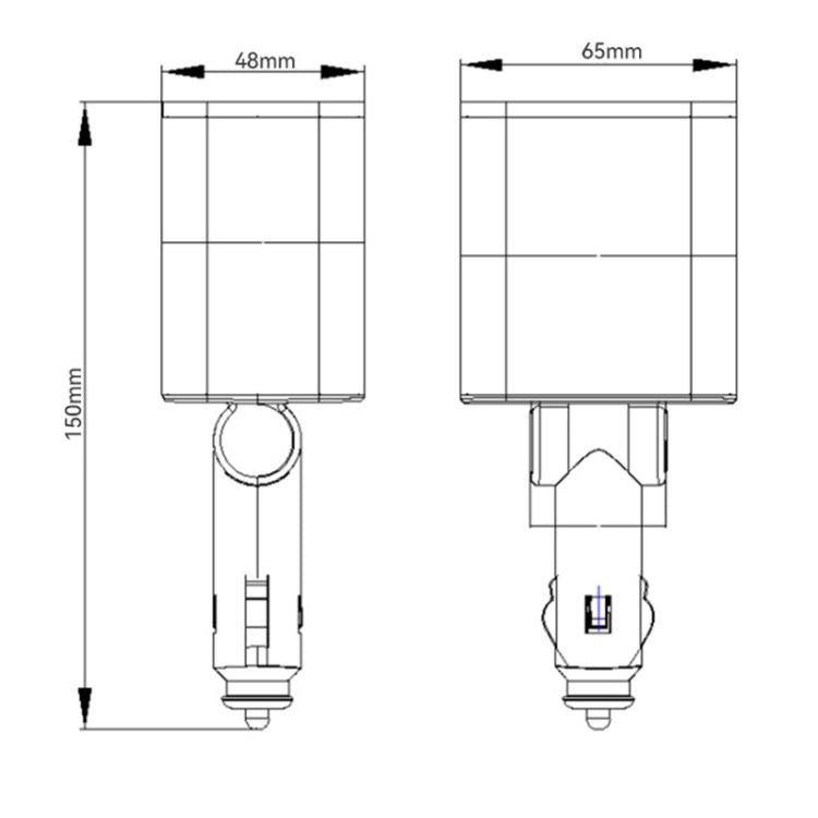 Caricabatterie da auto USB retrattile da 120 W con ricarica rapida da 1 a 2 e spina per accendisigari.