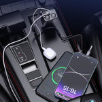Caricabatterie da auto USB retrattile da 120 W con ricarica rapida da 1 a 2 e spina per accendisigari.