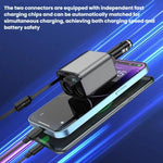 Caricabatterie da auto USB retrattile da 120 W con ricarica rapida da 1 a 2 e spina per accendisigari.