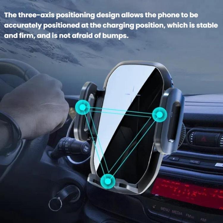 Supporto per telefono da auto con ricarica wireless a induzione da 15 W, da agganciare alla presa d'aria., Black, Black + Long Hook Clip, Black + Car Charger Head, White + Car Charger Head