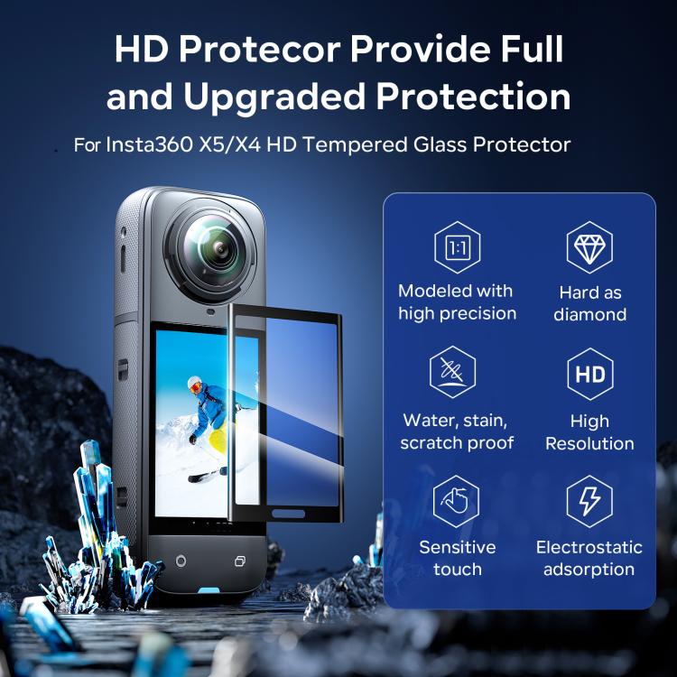 Pellicola vetro temperato per Insta360 X5 e X4 durezza 9H