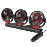 Ventilatore per auto F4505 a tre teste girevoli, ventilatore pieghevole a 3 vie per auto., USB Port 5V, Cigarette Lighter Port 12V, Cigarette Lighter Port 24V