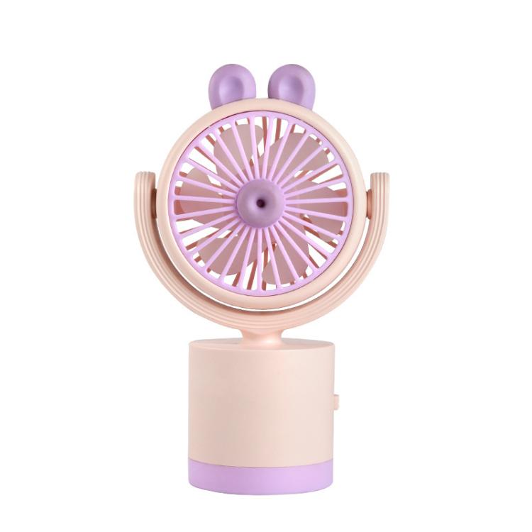 Ventilatore da tavolo a forma di coniglio dei cartoni animati, ricaricabile tramite USB, portatile, con direzione del vento regolabile in altezza.