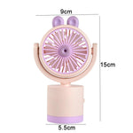 Ventilatore da tavolo a forma di coniglio dei cartoni animati, ricaricabile tramite USB, portatile, con direzione del vento regolabile in altezza.