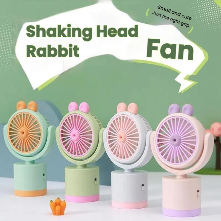Ventilatore da tavolo a forma di coniglio dei cartoni animati, ricaricabile tramite USB, portatile, con direzione del vento regolabile in altezza.