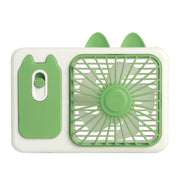 Ventilatore portatile ricaricabile di grandi dimensioni con supporto, a forma di gattino dei cartoni animati, ideale per scattare foto, con supporto, perfetto per la scrivania.